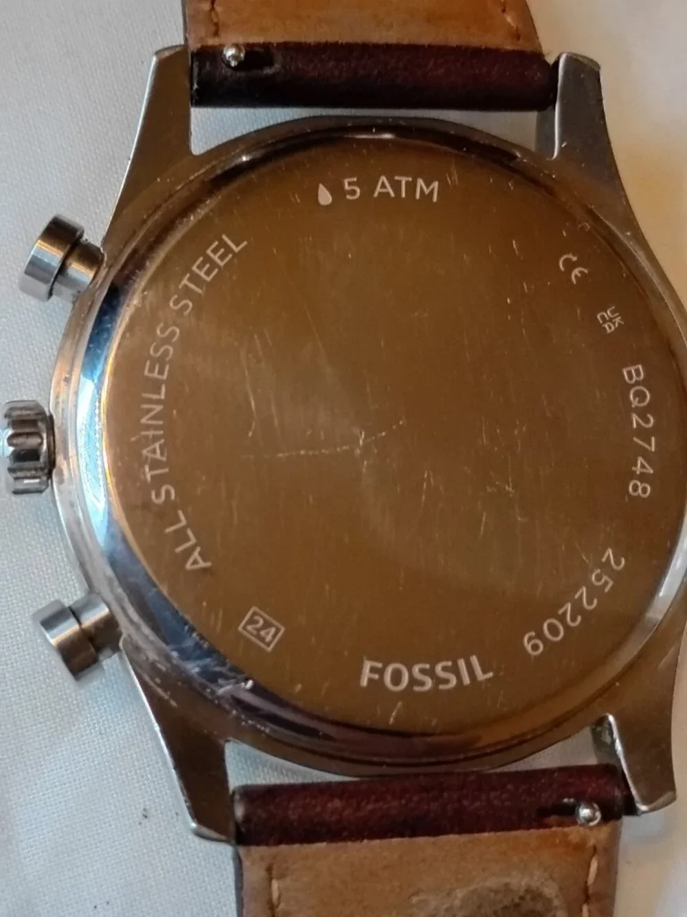 Fossil Sullivan Chronograph Silver Brown Leather BQ2748 Mens Watch